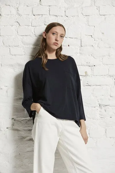 Wunderwerk Wunderwerk Damen Shirt oversize aus Biobaumwolle und Modal "Square Tee", Blau (old navy), – Produktbild 2 von 4
