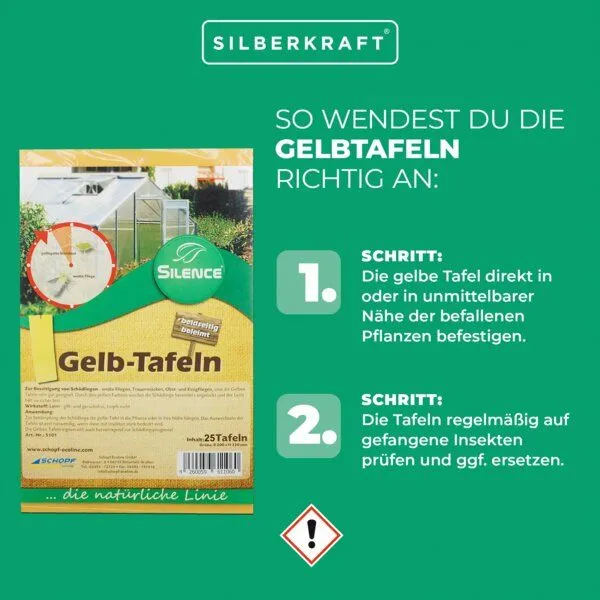Silberkraft Silberkraft Silence Gelbtafeln (groß): Optimales Monitoring gegen weiße Fliegen, Trauermücken und Blattläuse – Produktbild 2 von 4