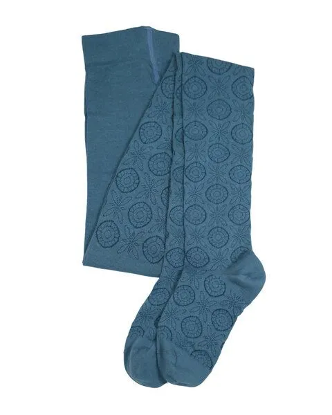 grödo grödo Damen Strumpfhose Kringelmuster Bio Baumwolle Elasthan, Blau, – Produktbild 1 von 1