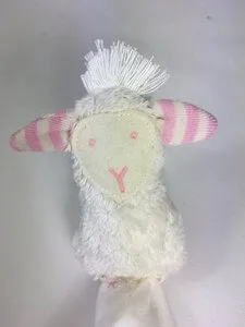 Pat und Patty Pat und Patty Personalisertes Schmusetuch/ Schnuffeltuch, Greifling "Schaf",SCT-46, Farbe: weiss/rosa, 100% Baumwolle-kbA – Produktbild 5 von 5