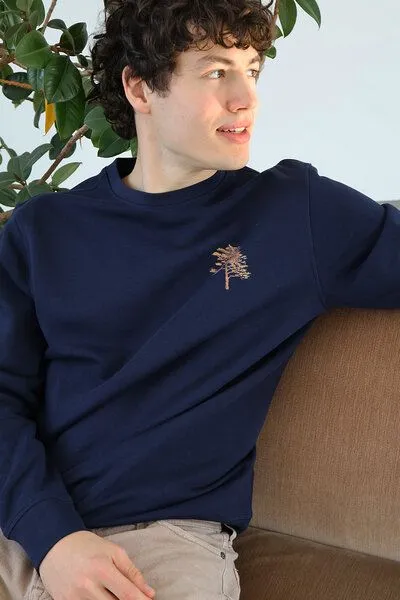 Kultgut Kultgut Tree in echter Woodoptik/ Vegan - Pullover flauschig & gemütlich, Dunkelblau, – Produktbild 4 von 4