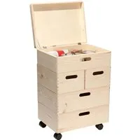 StapelBoxen-Set mit Deckel und Rollen "Vent", massive Kiefer – Produktbild 1 von 1