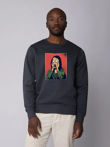 watapparel watapparel Sweatshirt Unisex Mona Lisa Scream, India ink grey, – Produktbild 2 von 3
