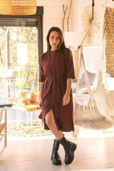 WiDDA berlin WiDDA berlin Hemdblusenkleid BAYA bordo aus TENCEL – Produktbild 2 von 4