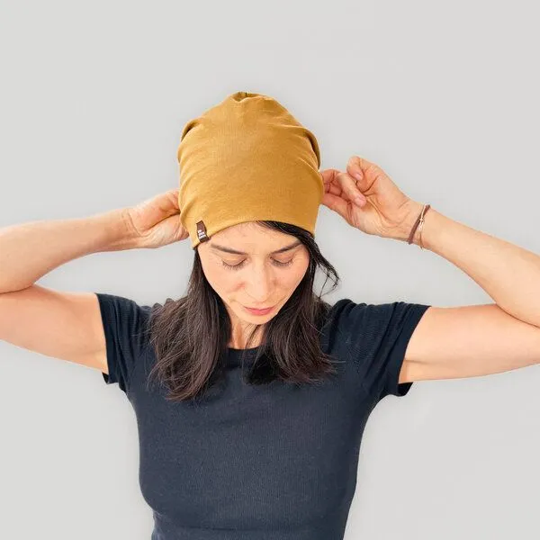 Liebe Deinen Planeten Liebe Deinen Planeten Bio Beanie in 3 Größen Herren & Damen in vielen Farben bequeme Jersey Mütze aus Bio Baumwollmix, Caramel, – Produktbild 3 von 4
