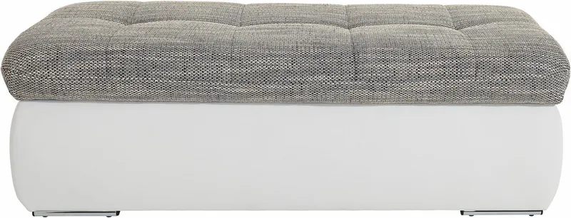 DOMO collection Polsterhocker MORIC 136x64 cm, praktisch und komfortabel, inklusive Stauraum, Grau|weiß, – Produktbild 2 von 5
