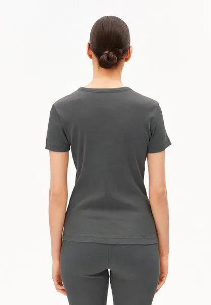 ARMEDANGELS ARMEDANGELS GMT DYE RIB Damen Ripp-T-Shirt aus Bio-Baumwoll Mix, Space steel, – Produktbild 2 von 4