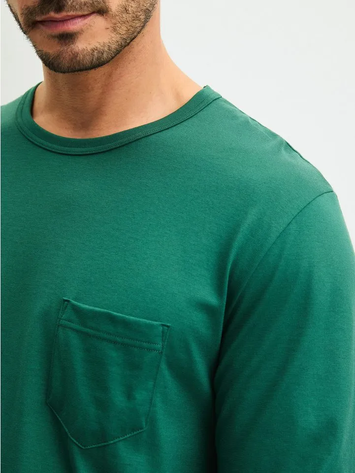 CALIDA CALIDA Schlafanzug Relax Imprint 2 (2 tlg) Langarm-Shirt & Hose mit geradem Bein, Grün, – Produktbild 3 von 5