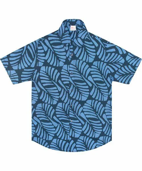 Global Mamas Global Mamas Bio Hemd - Slim Fit - Pathways, Deco leaf spruce (blau), – Produktbild 1 von 3