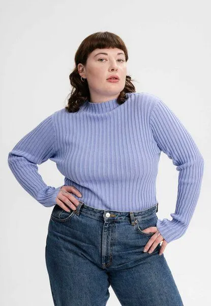 MELA MELA Strickpullover Style NAMARI aus 100% Bio-Baumwolle, Forgetmenot, – Produktbild 1 von 4