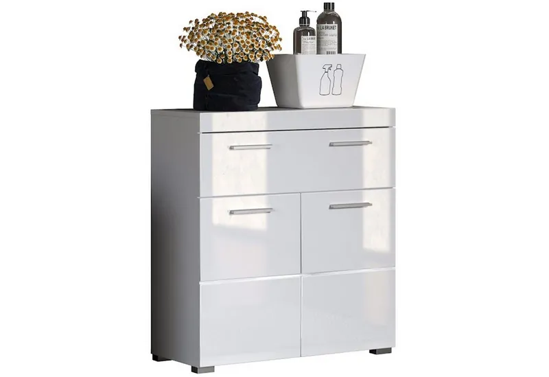 trendteam Badkommode Amanda, Badezimmerschrank Standschrank Badschrank Kommode, Weiß, – Produktbild 4 von 5