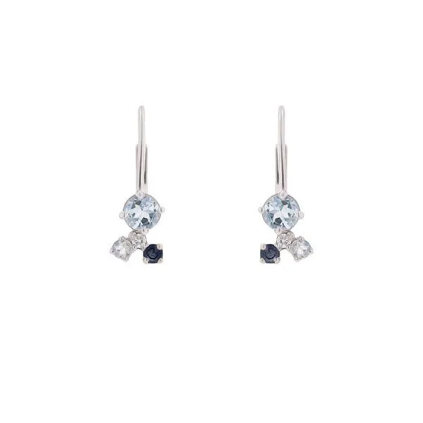 Eppi Eppi Hängeohrringe mit Mondstein, Aquamarin, Saphir und einem Diamanten Kerrie, Weiss, – Produktbild 3 von 3