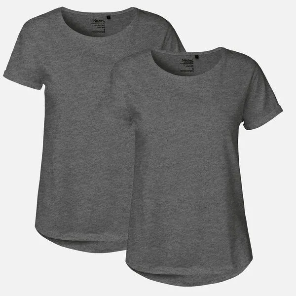 Neutral Doppelpack Neutral® Ladies Roll Up Sleeve T-Shirt, Dunkelgrau meliert, – Produktbild 1 von 2