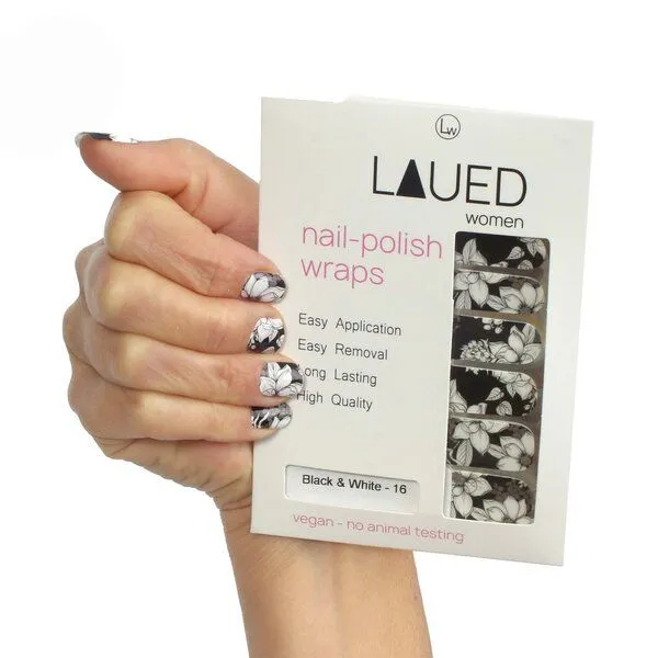 Vargu Vargu LAUED vegane Nagelfolien flower mood, Black & white, – Produktbild 1 von 4