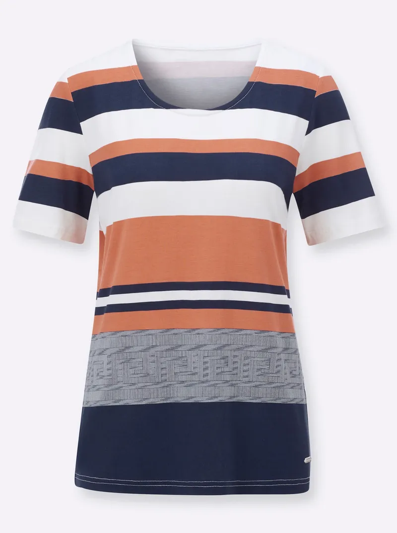Witt Kurzarmshirt papaya-marine-bedruckt, Papaya-marine-bedruckt, – Produktbild 1 von 2