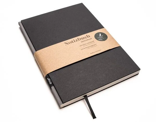tyyp tyyp Notizbuch A5 schwarz – 100% Recyclingpapier – handmade in Germany – BerlinBook, Black, – Produktbild 1 von 5