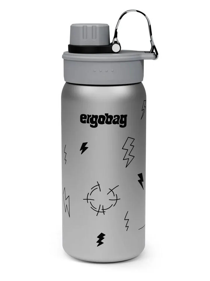 Ergobag Ergobag Trinkflasche Edelstahl Trinkflasche, auslaufsicher und kohlensäuregeeignet, Grün|schwarz, – Produktbild 1 von 5