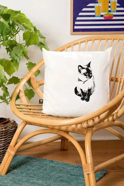 Hirschkind Hirschkind Bio-Kissenbezug 'Katze' weiß, 40*40cm – Produktbild 2 von 3