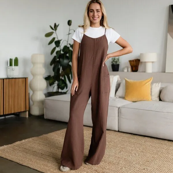 NORDLICHT NORDLICHT Musselin Jumpsuit Bente aus 100% Bio-Baumwolle, Braun, – Produktbild 2 von 4
