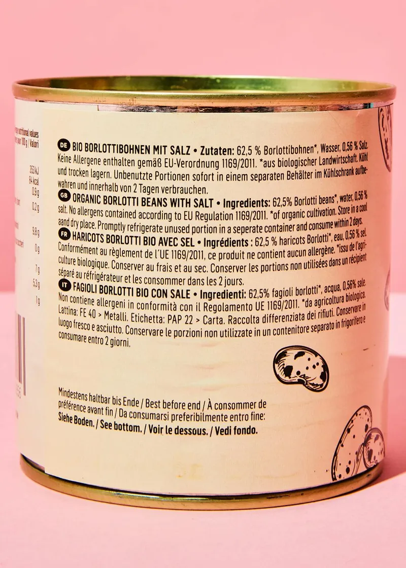 KoRo Bio Borlotti Bohnen in der Dose 12 x 250 g – Produktbild 3 von 5