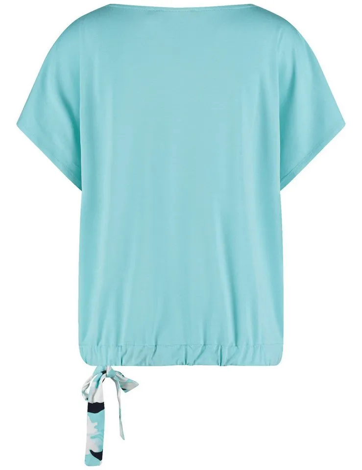 Taifun Taifun T-Shirt - Shirt mit Knotendetail und Frontprint, Blau, – Produktbild 2 von 2