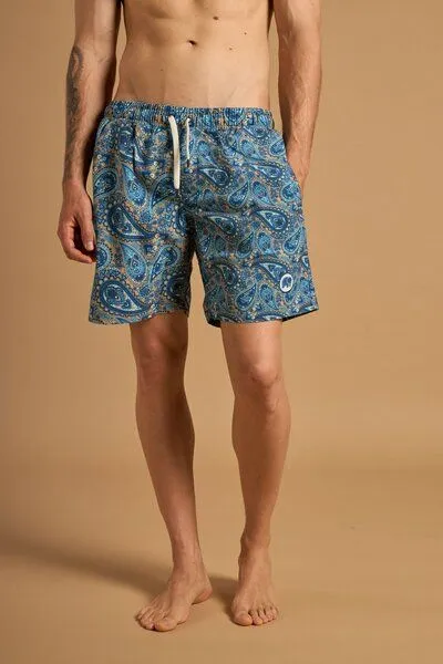 Trendsplant Trendsplant Mediterranean Paisley SEAQUAL®YARN Swim Trunks, Blau, – Produktbild 1 von 4