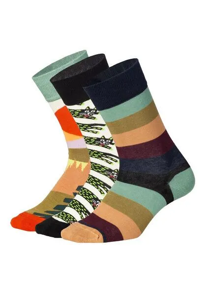 DillySocks DillySocks Socken „Abstract Nature“, Creme, rot, orange, grau-grün, dunkelgrün, schwarz, creme, grün, – Produktbild 2 von 4