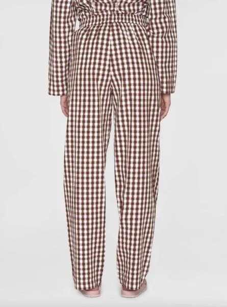 KnowledgeCotton Apparel KnowledgeCotton Apparel Barrel High-Rise Seersucker Pants Chloe - aus Bio-Baumwolle, Braun (brown check), – Produktbild 2 von 4