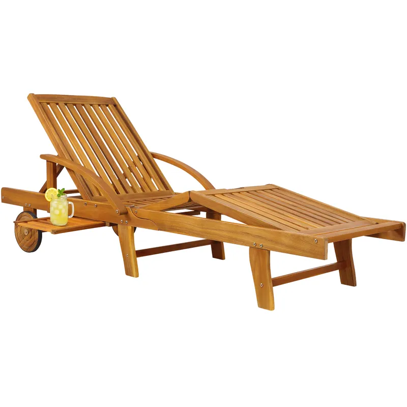 Casaria® Casaria® Gartenliege Tami Sun® 2er-Set Akazie inkl Auflage Blau – Produktbild 2 von 2