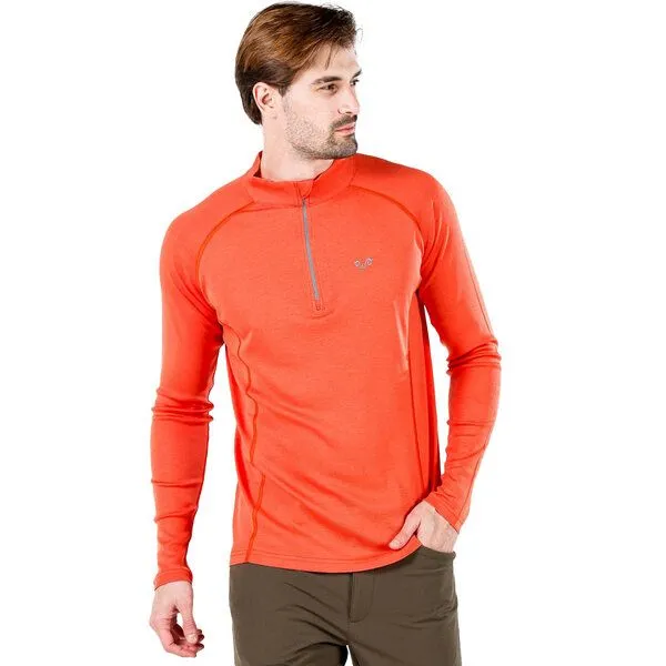 Woolona Woolona Langarmshirt - ASTRO - 100% Merinowolle (Zip), Orange, – Produktbild 2 von 3