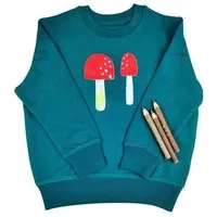 MelaDi Meladi Kinder Sweater aus Biobaumwolle - Plize auf Forrest Green, Natural white, – Produktbild 1 von 1