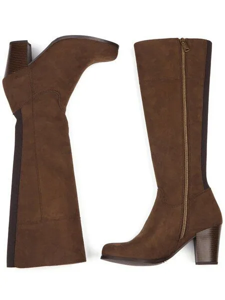 Will's Vegan Shop Will's Vegan Shop Kniehohe Stiefel aus veganem Wildleder Damen, Schwarz, – Produktbild 2 von 2