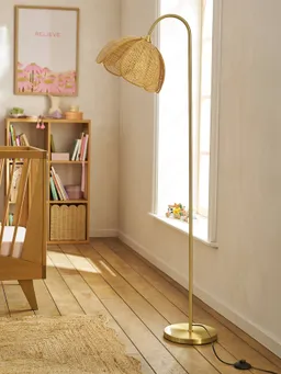 Vertbaudet Stehlampe mit Rattan-Schirm in Blütenform LATIKA Kinderzimmer – Produktbild 1 von 1