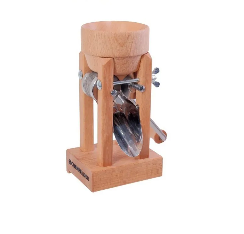 Eschenfelder Getreidemühle Kornquetsche Flockenquetsche Tischmodell Holztrichter abnehmbar Manuell, (3 Stück), Kurbel 20cm mit Tisch-Schraubzwinge und Reinigungsbürste gratis dazu, Beige, – Produktbild 2 von 5