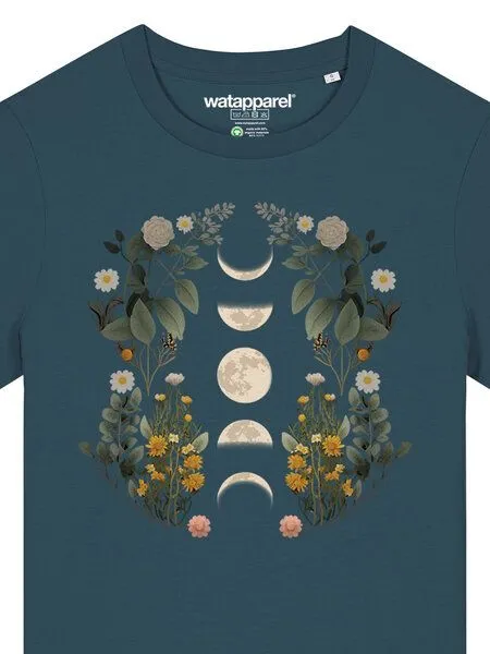 watapparel watapparel T-Shirt Frauen Moonphases & Flowers, Stargazer, – Produktbild 3 von 3