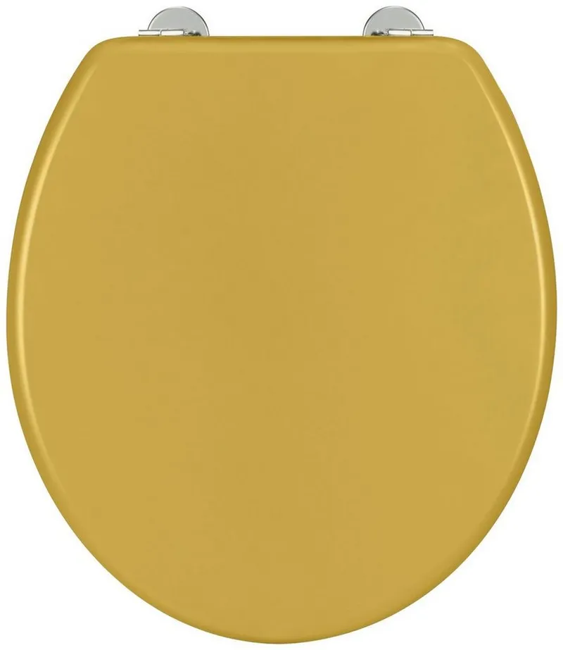 Wenko Wenko WC-Sitz Prima, matt, aus MDF, feuchtigkeitsresistent, Edelstahlbefestigung, Gelb, – Produktbild 1 von 4