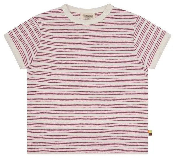 loud + proud loud + proud Babys & Kinder T-Shirt Streifen mit Leinen, GOTS-zertifiziert, Rouge(rosa), – Produktbild 1 von 2