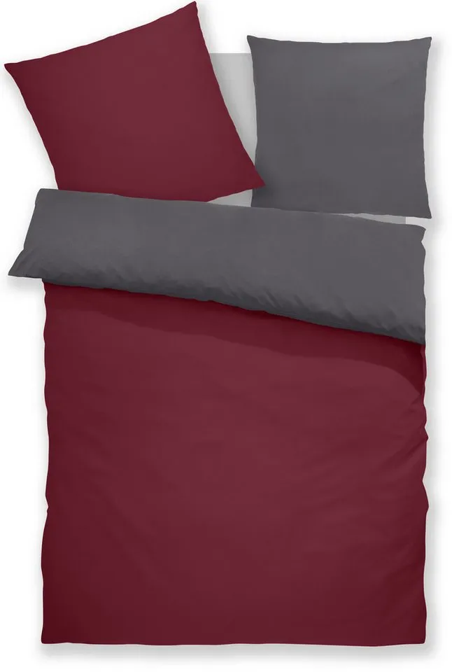 OTTO home Wendebettwäsche Desner2 100% Microfaser, extra weich, allergikerfreundlich, Microfaser, 2 teilig, Premium Qualität, uni, schnell trocknend, pflegeleicht, ab 135x200 cm, Rot, – Produktbild 6 von 7