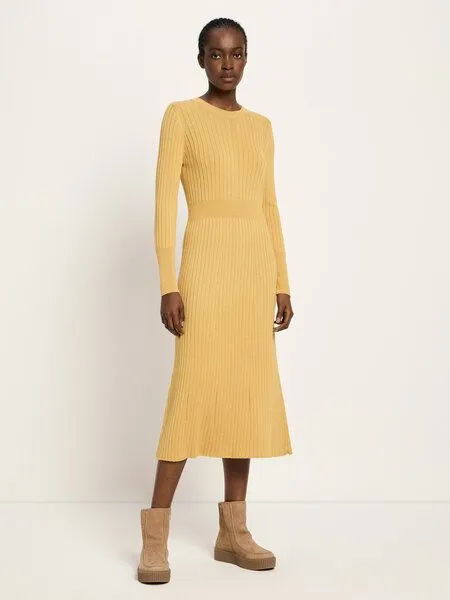 LANIUS LANIUS Strickkleid aus Bio-Baumwolle, Honey, – Produktbild 1 von 4