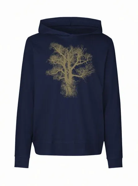 Peaces.bio - handbedruckte Biomode Peaces.bio - handbedruckte Biomode Damen Jersey-Hoodie Chestnut, Navy, – Produktbild 1 von 2