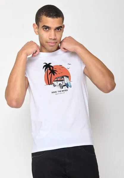 GreenBomb GREENBOMB Print T-Shirt Nature Car Surf Guide, White, – Produktbild 2 von 4