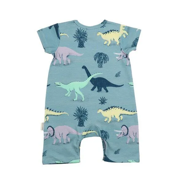 Walkiddy Baby Kurzarm-Body GOTS-zertifiziert aus Bio-Baumwolle, Running Dinosaurs, kurzer Beinabschluss, blau – Walkiddy, weich & spielbereit, Blau, – Produktbild 3 von 3
