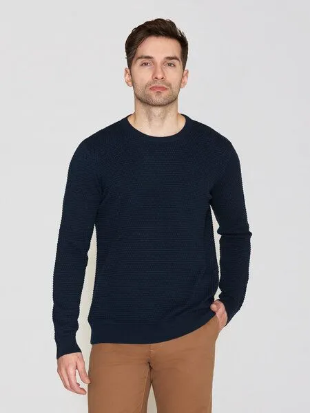 KnowledgeCotton Apparel KnowledgeCotton Apparel Strickpullover VAGN, Total eclipse, – Produktbild 2 von 4