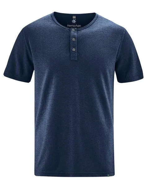 HempAge HempAge Herren Henley T-Shirt Hanf/Biobaumwolle, Navy(blau), – Produktbild 1 von 4