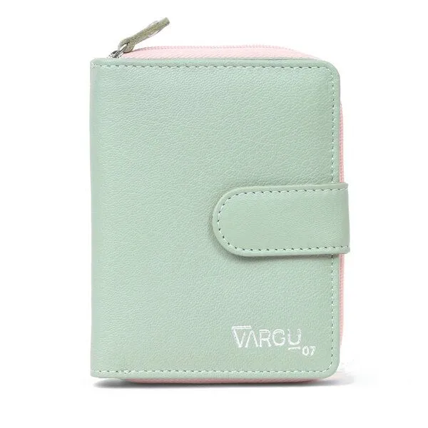 Vargu Vargu Echtleder Geldbörse Vinem 2, Sage green - light pink, – Produktbild 1 von 4