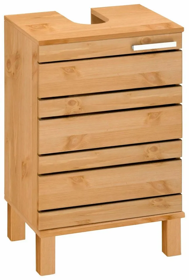 Home affaire Waschbeckenunterschrank JOSIE Breite 40 cm, aus Massivholz, Metallgriff, 1 Tür, Beige, – Produktbild 2 von 5