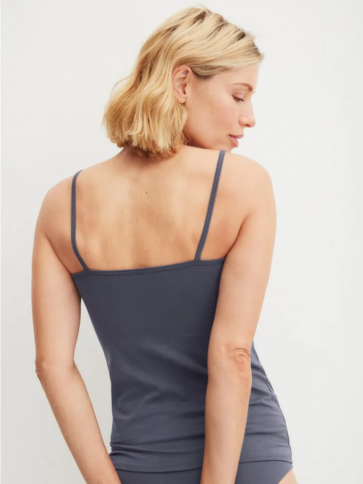 CALIDA CALIDA Spaghettitop Essential Cotton tiefer Ausschnitt, Single Jersey Qualität, schmale Träger, weich, Grau, – Produktbild 4 von 5