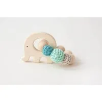 NoniKids Berlin NoniKids Berlin Greifling Beißring Holz *Elefant* | Bio Baumwolle, Mint/petrol, – Produktbild 1 von 1