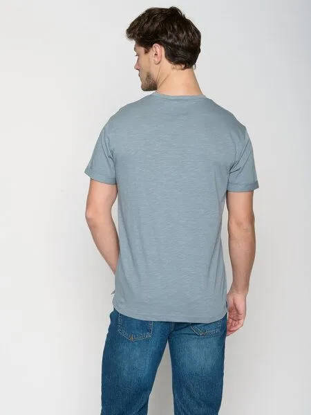 GreenBomb GREENBOMB Nature Cliffsail Roll - Lässiges T-Shirt aus Bio-Baumwoll Mix / hochwertiger Print / GOTS / Fair & Vegan, Blau (grey blue), – Produktbild 4 von 4