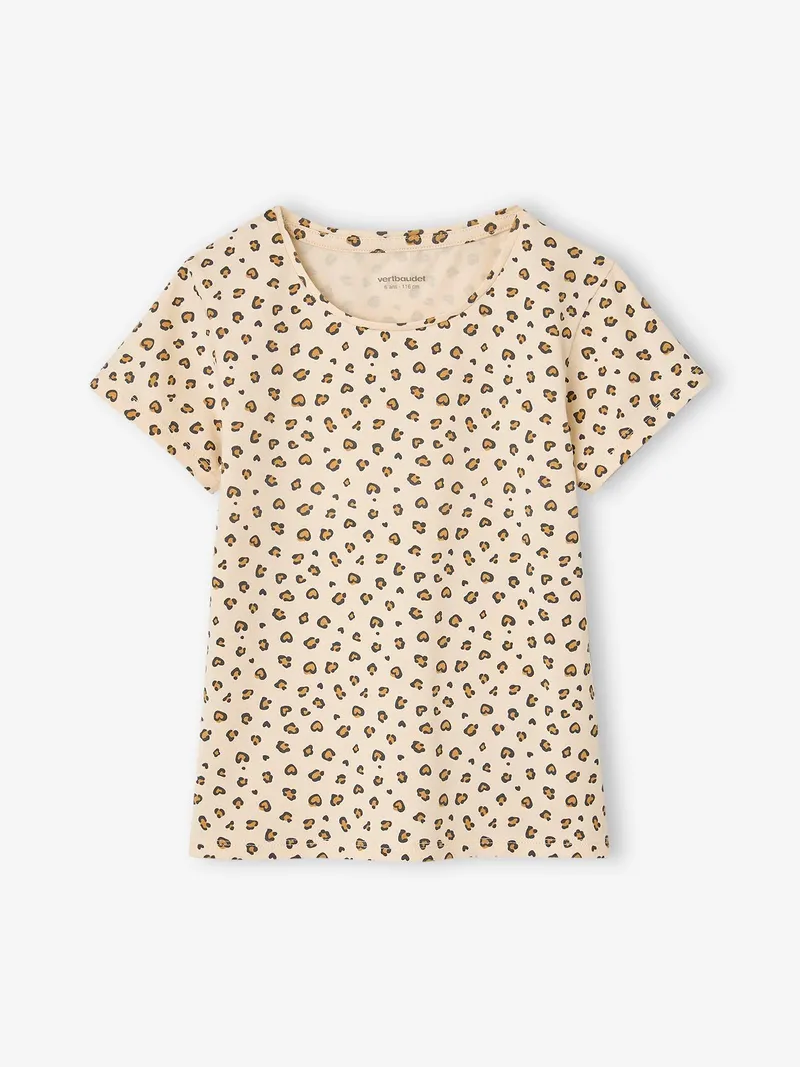 Vertbaudet 3er-Pack T-Shirts mit Glitzer-Schriftzug LOVE Mädchen, Pack beige leo, – Produktbild 3 von 4